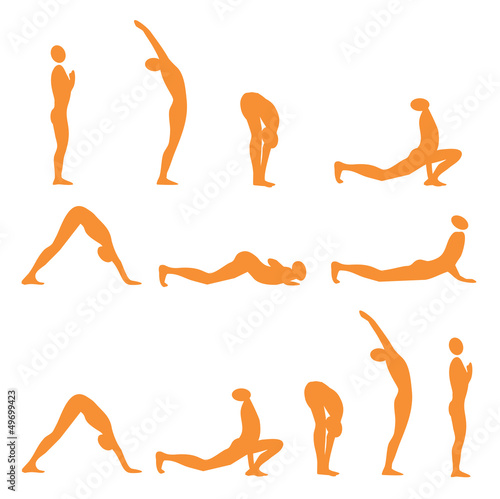 Vector: Yoga sun salutation Yoga sun salutation