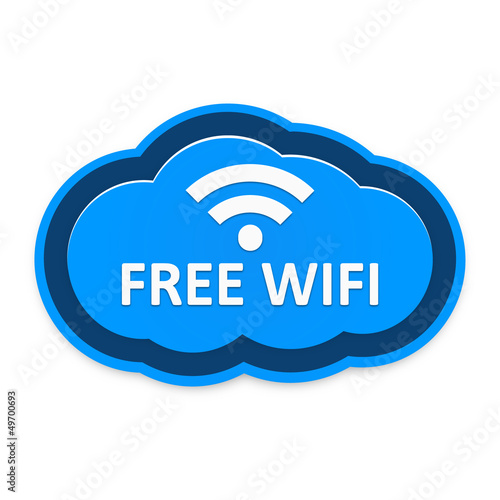 Vector: Blue Free Wifi Cloud Icon isolated on White Background Blue Free Wifi Cloud Icon isolated on White Background
