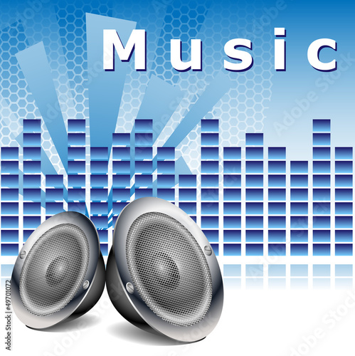 Vector: Blue music background with speakers Blue music background with speakers