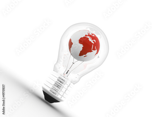 Illustration: electric light bulb with a world globe. Conceptual illustration electric light bulb with a world globe. Conceptual illustration