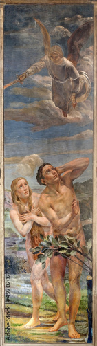 Photo: Verona - Fresco of expulsion of Adam and Eva from Paradise Verona - Fresco of expulsion of Adam and Eva from Paradise