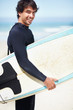 Suited up surfer