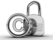 copyright sign with padlock on a white background