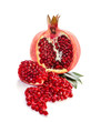 Ripe pomegranates  on a white background.