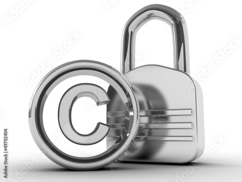 Illustration: copyright sign with padlock on a white background copyright sign with padlock on a white background