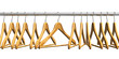 Illustration: Wooden coat hangers on clothes rail Wooden coat hangers on clothes rail