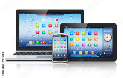 Illustration: Laptop, tablet PC and smartphone Laptop, tablet PC and smartphone