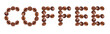 lettering from the coffee beans isolated on white