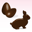 Chocolate easter bunny and egg vector