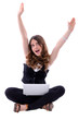 Teen happiness with notebook