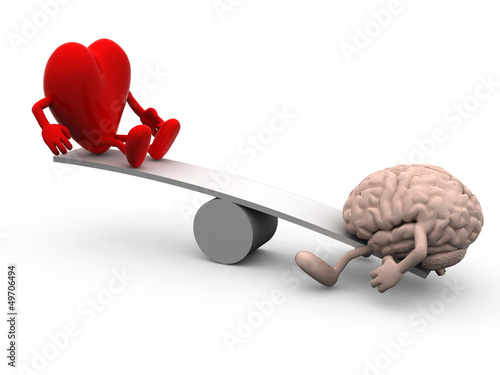 Illustration: seesaw with heart and brain seesaw with heart and brain