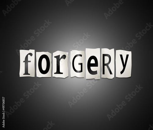 Illustration: Forgery concept. Forgery concept.