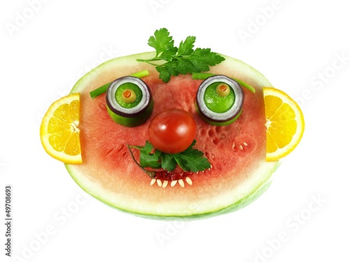 Photo: Funny fruity face, isolated Funny fruity face, isolated