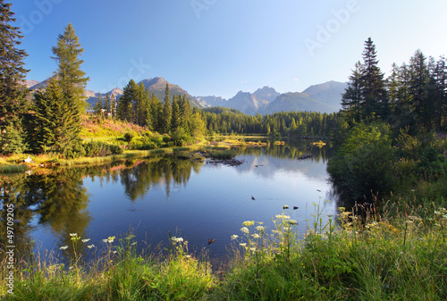 Photo: Nature mountain scene with beautiful lake in Slovakia Tatra - St Nature mountain scene with beautiful lake in Slovakia Tatra - St