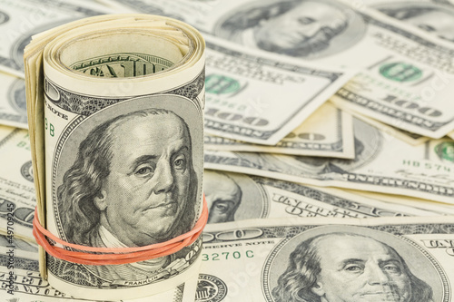Photo: Viele Dollar Geldscheine Viele Dollar Geldscheine