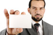 Businessman showing blank business card