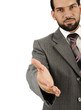 Happy smiling young business man giving hand for handshake