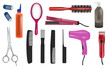 hairdresser realistic vector icons