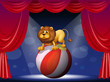 A lion performing at the circus