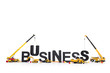 Build up a business: Machines building business-word.