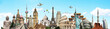 Travel the world monuments concept