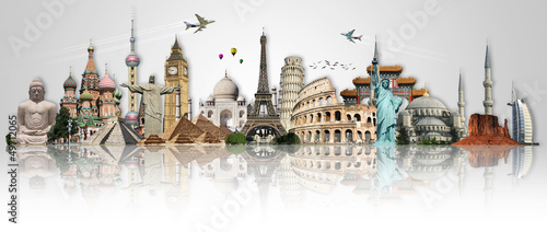 Illustration: Travel the world monuments concept Travel the world monuments concept