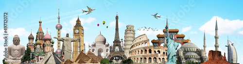 Illustration: Travel the world monuments concept Travel the world monuments concept
