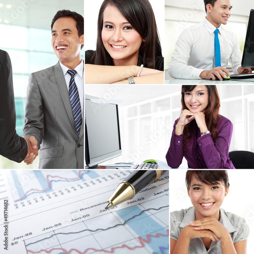 Photo: collage of asian business people collage of asian business people