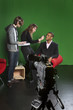 Television camera on tripod in studio