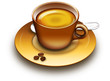 Tasse Kaffee, Mocca mit Kaffeebohnen frisch gebrüht