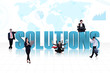 Business global solutions in blue