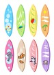 An Illustration Set of Surfboards with Different Designs