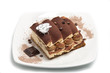 tiramisù with chocolate and biscuits and sponge cake