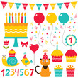 Vector: Birthday party design elements set Birthday party design elements set