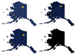 US Alaska state flag over map collage
