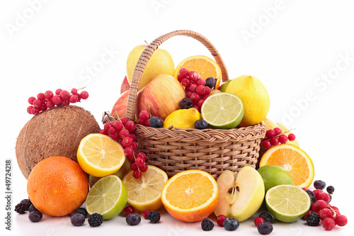 Photo: wicker basket with fruits wicker basket with fruits