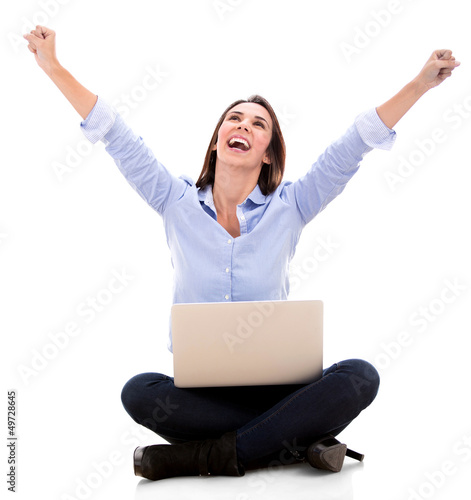 Photo: Successful woman with a laptop Successful woman with a laptop