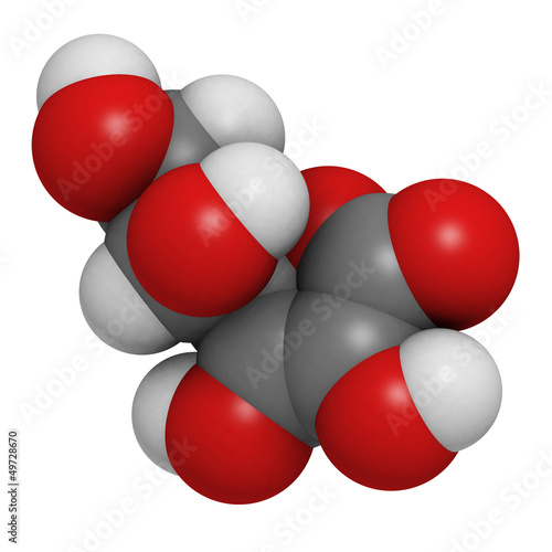 Illustration: Vitamin C (ascorbic acid) molecule Vitamin C (ascorbic acid) molecule