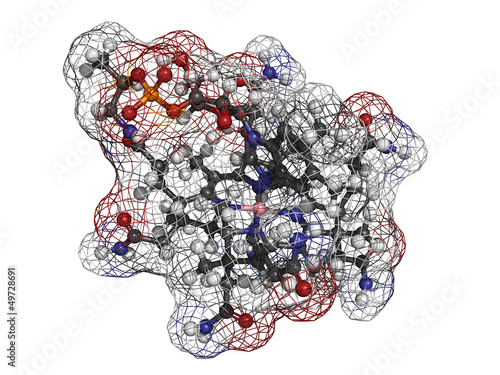 Illustration: Vitamin B12 (cyanocobalamin) molecule Vitamin B12 (cyanocobalamin) molecule