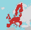 European Union map in red