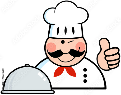 Vector: Winked Chef Logo With Platter Showing Thumbs Up Winked Chef Logo With Platter Showing Thumbs Up