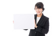 a young businesswoman with whiteboard