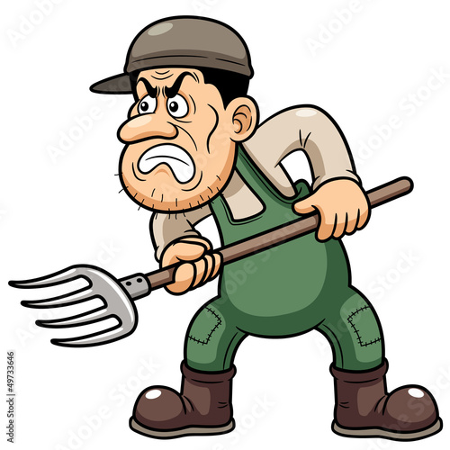Vector: illustration of Cartoon Farmer angry illustration of Cartoon Farmer angry