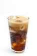 Cola glass with ice isolated on white background
