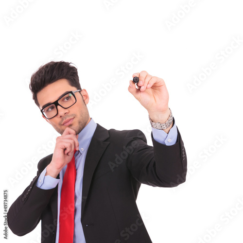 Photo: man writing on imaginary screen man writing on imaginary screen