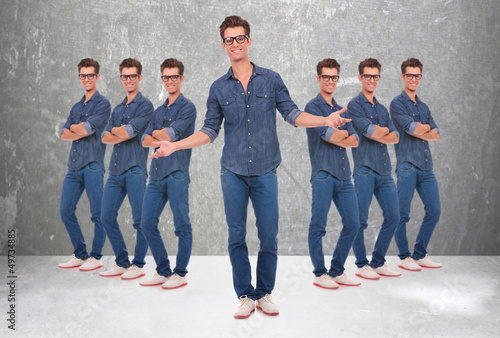 Photo: man welcoming to his one man show team man welcoming to his one man show team