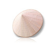 Asian conical hat with pink tie, isolated on white.