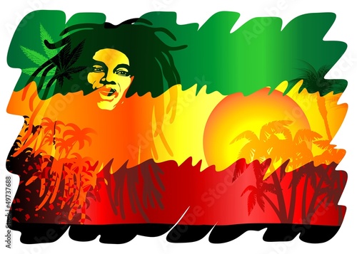 Vector: Reggae Singer Poster-Cantante Reggae Sfondo Esotico-Vector Reggae Singer Poster-Cantante Reggae Sfondo Esotico-Vector