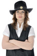 Junge Frau im Cowboy-Kostüm
