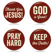 Vintage Christian buttons, red